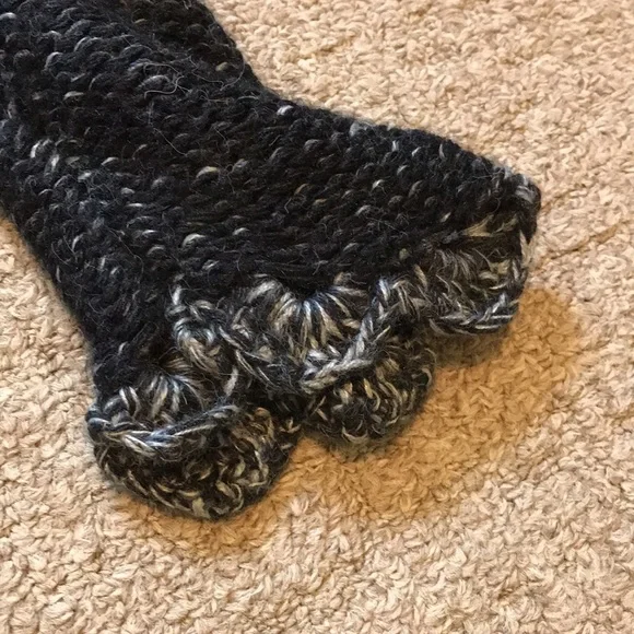 Black gray striped open cardigan alpaca sweater - Picture 3 of 7